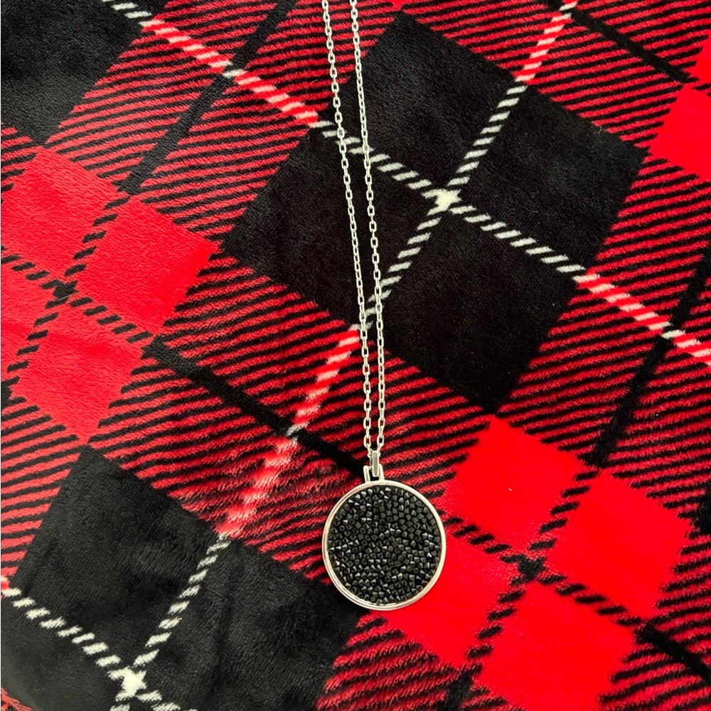 Double sided long sterling silver Touchstone Crystal necklace